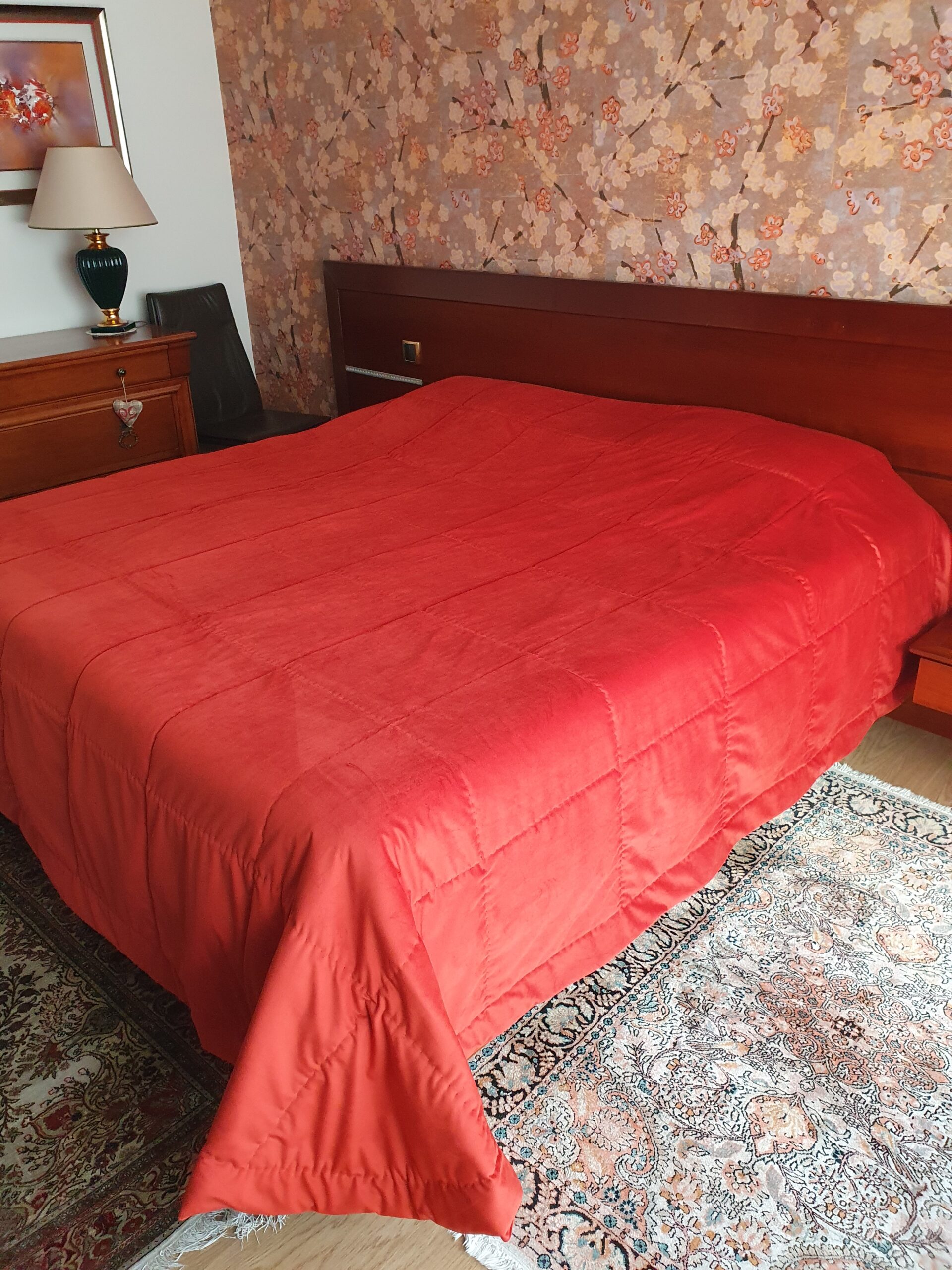 Jeté de lit en velours piqué main